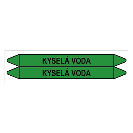 Značení potrubí, kyselá voda,2 ks, 450 × 52 mm